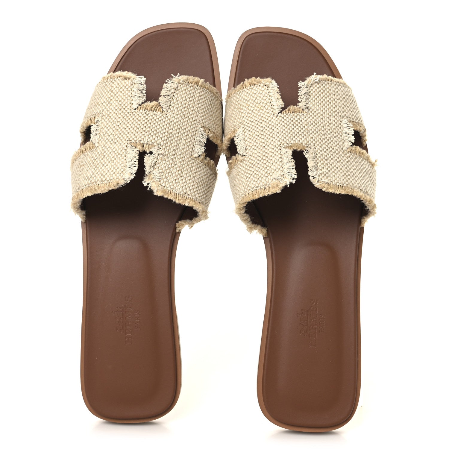 Linen Canvas Fringe Oran Sandals 39 Beige
