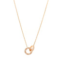 18K Pink Gold Diamond Interlocking LOVE Paved Necklace