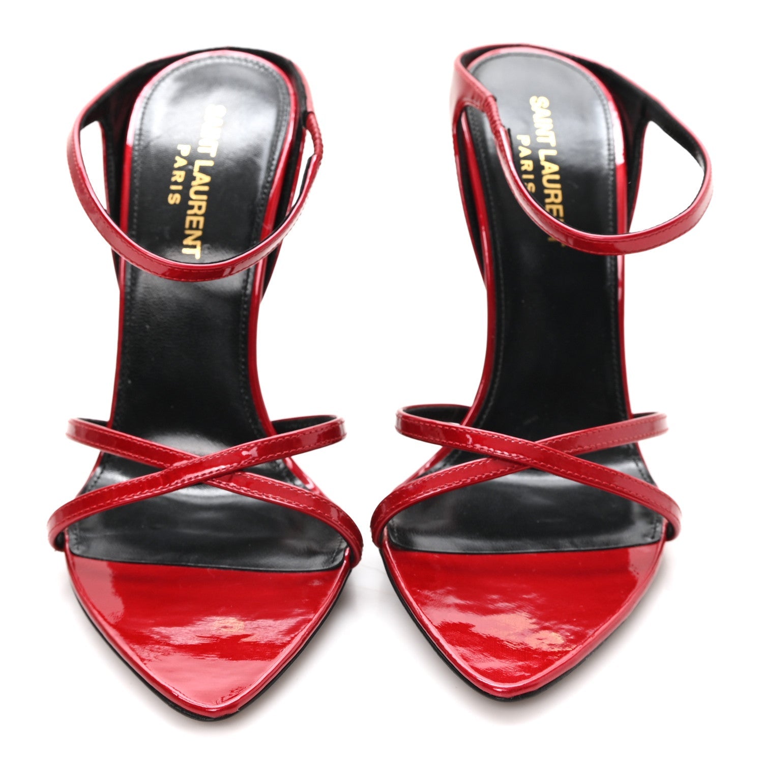 Patent Gippy Crisscross Mule Sandals 37 Red