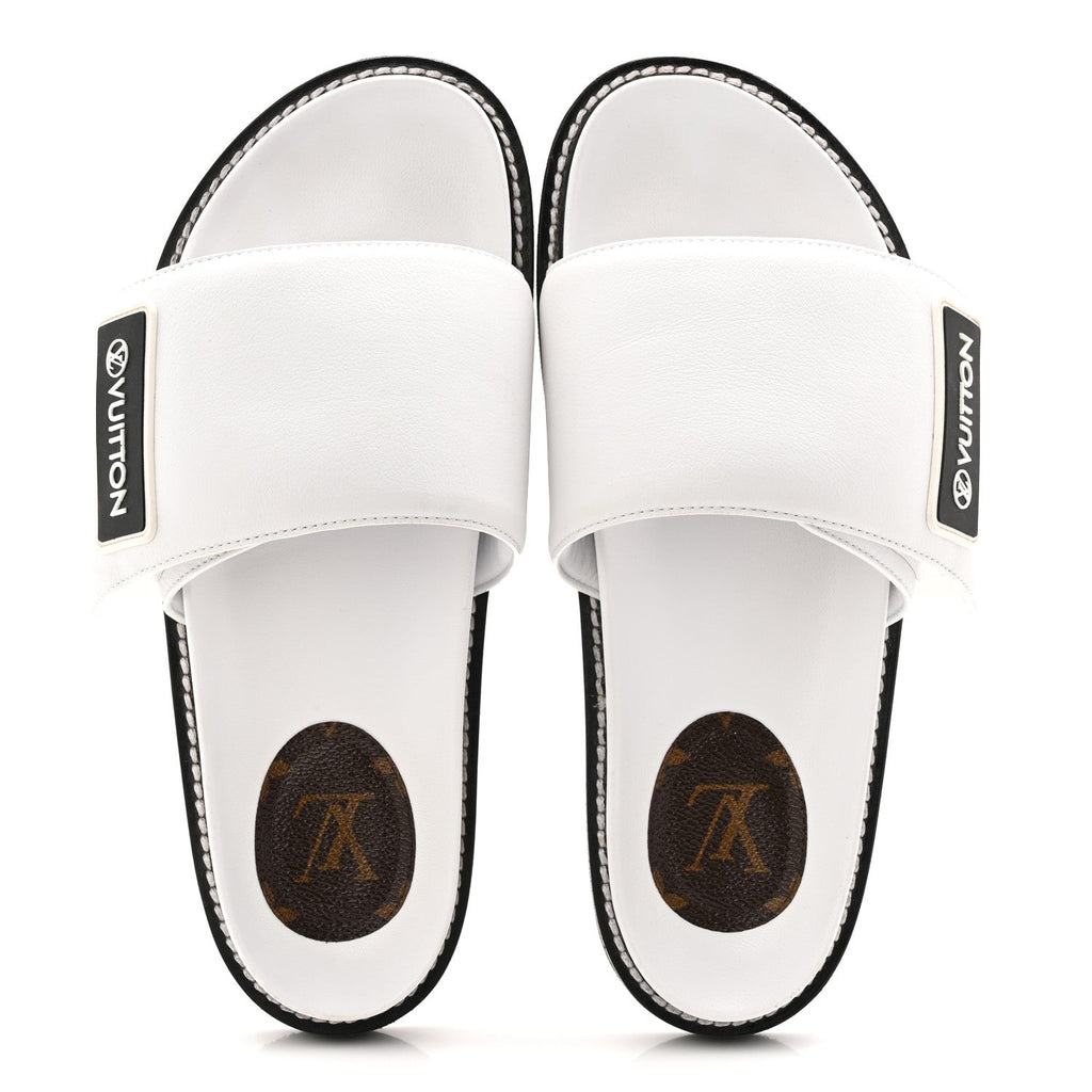 Calfskin Sunset Flat Mule Sandals 39 White