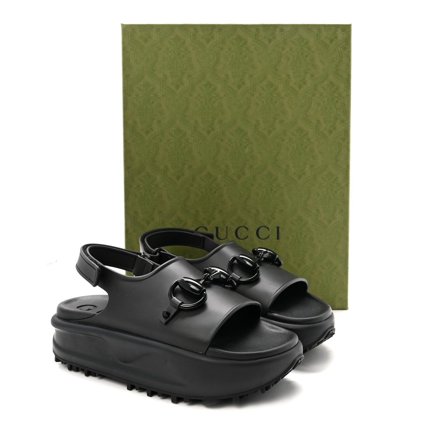 Soft Rubber Horsebit Touch Womens Strapped Sandals 38 Black