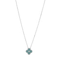 18K White Gold Diamond Celadon Green Sevres Porcelain Vintage Alhambra Pendant Necklace
