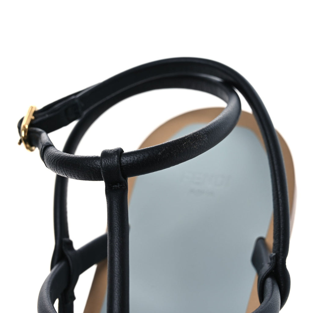 Nappa O’Lock Flat Thong Sandals 37 Black