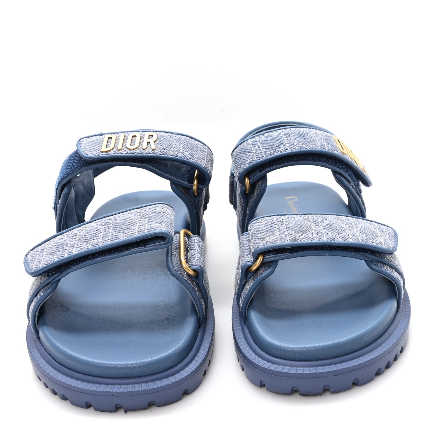 Denim Cannage Embroidered Dioract Sandals 35 Blue