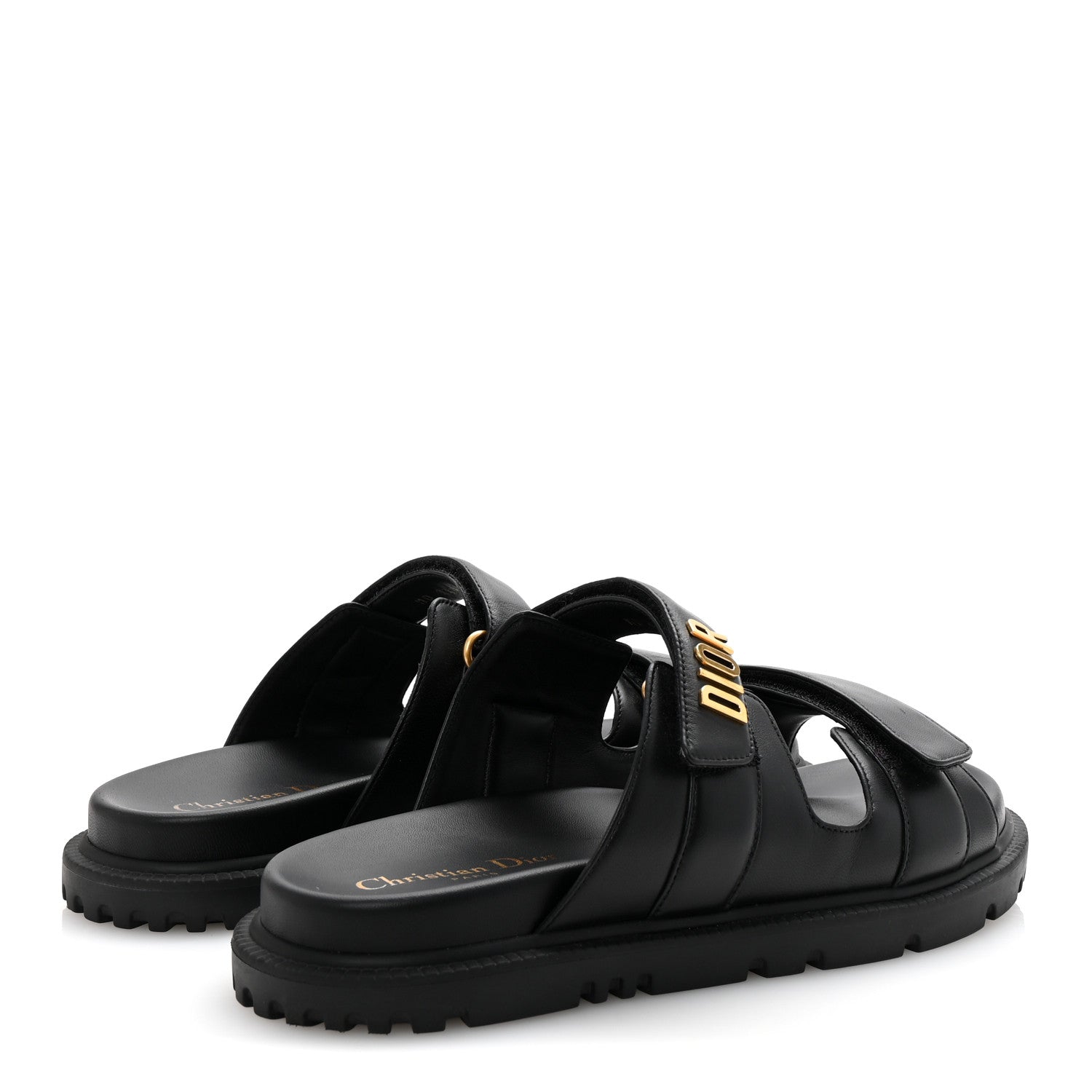 Lambskin Dioract 10mm Slide Sandals 39.5 Black