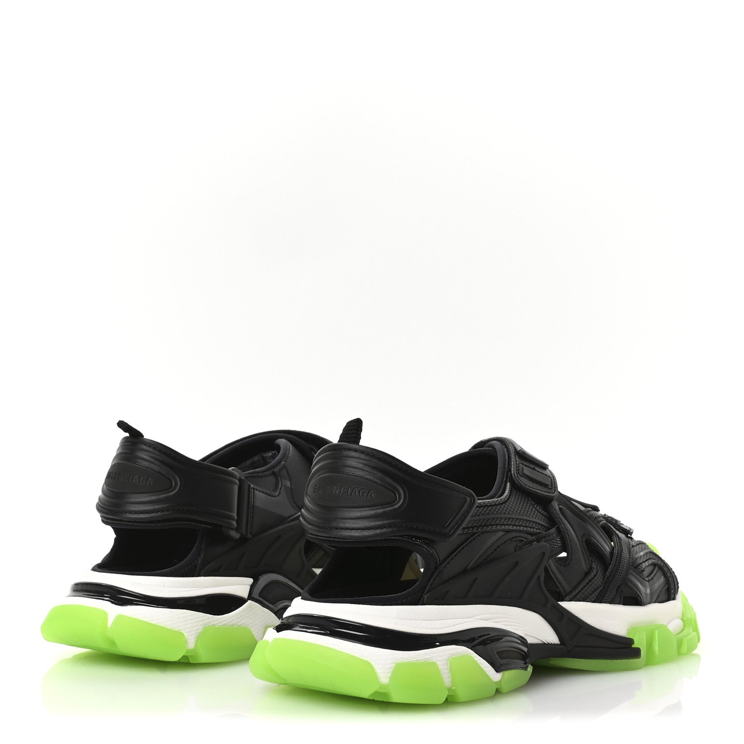 Neoprene Rubber Clear Sole Mens Track Sandals 41 Black White Fluo Green