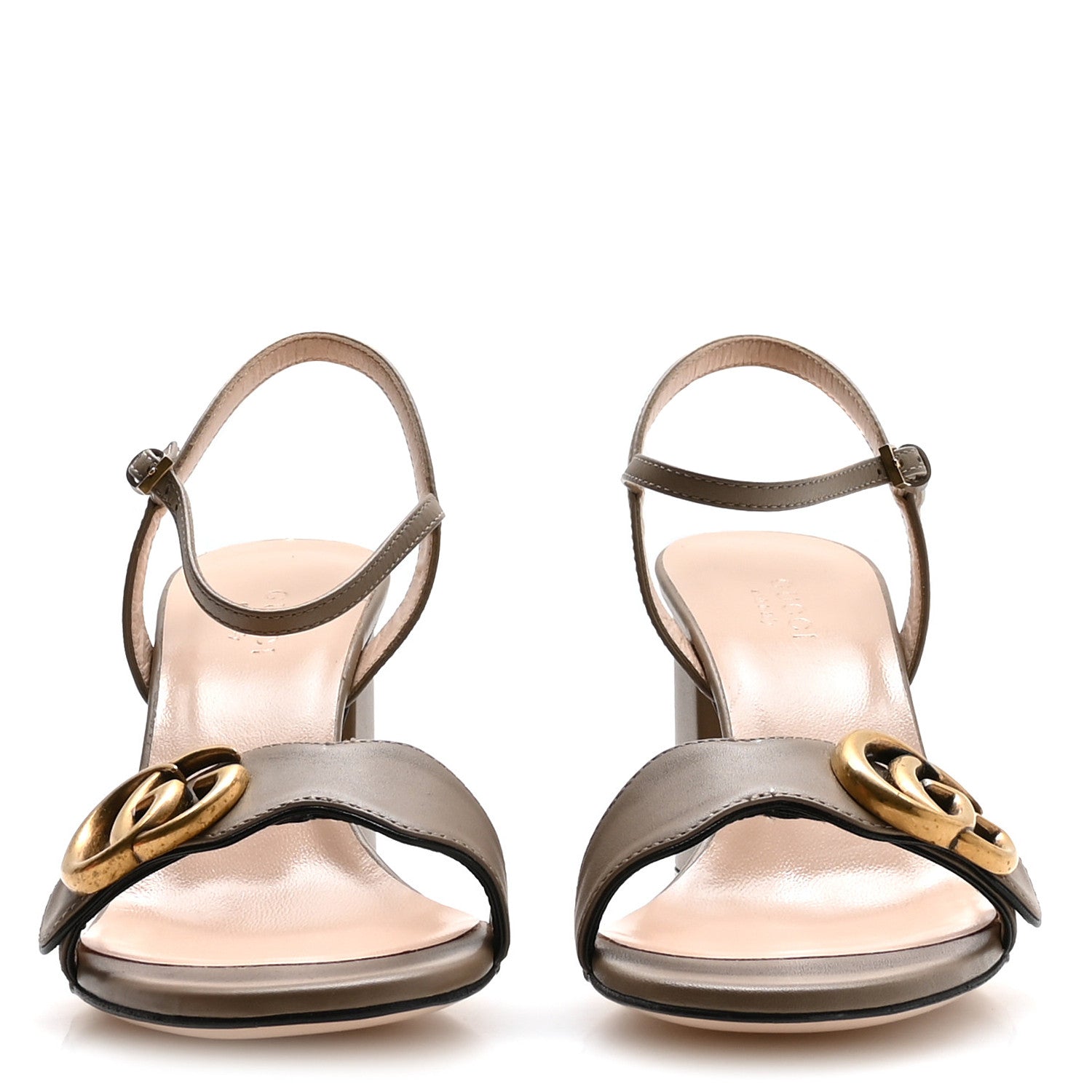 Lifford Calfskin GG Marmont Ankle Wrap 75mm Sandals 35.5 Mud
