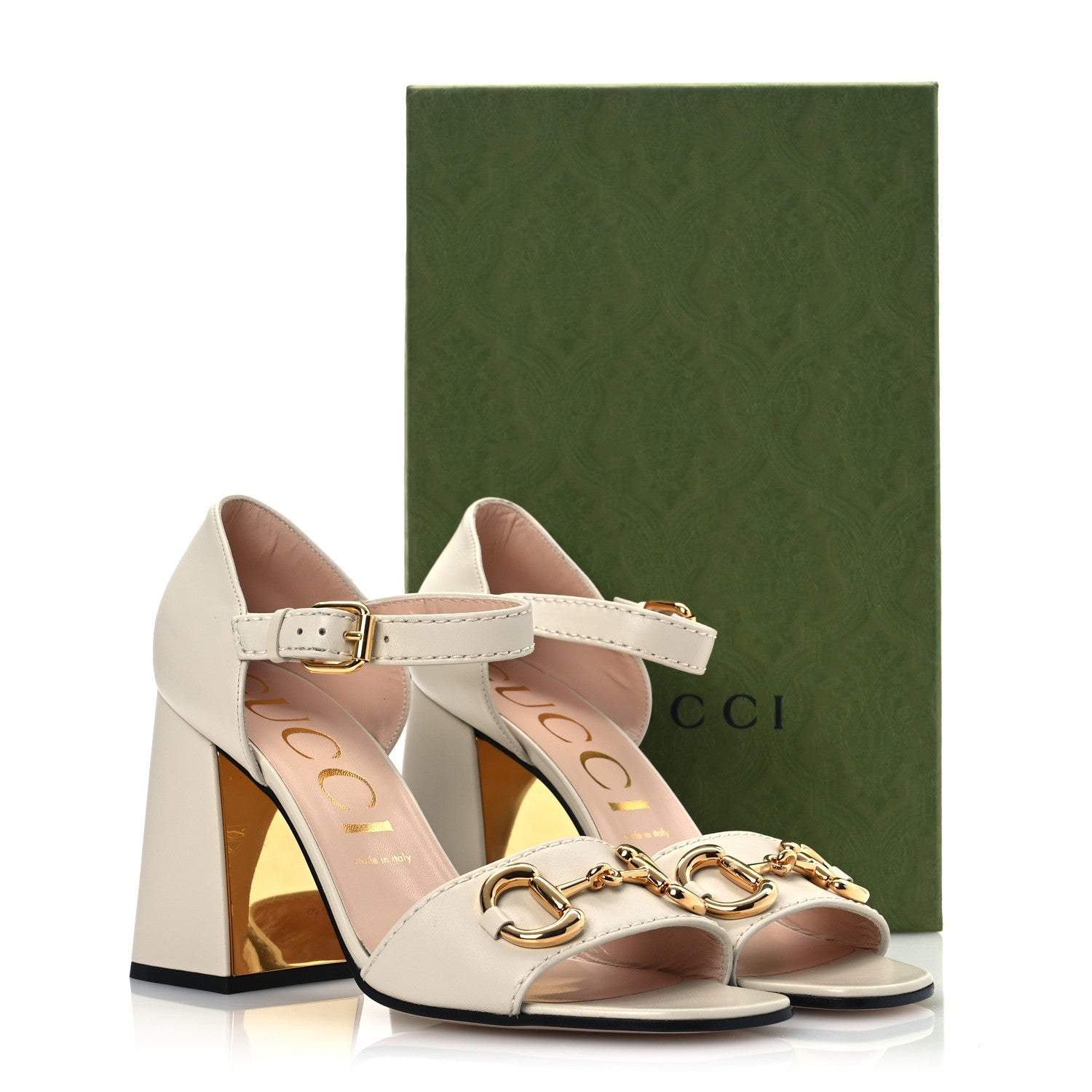 Nappa Horsebit Cross Strap 95mm Sandals 41 Mystic White