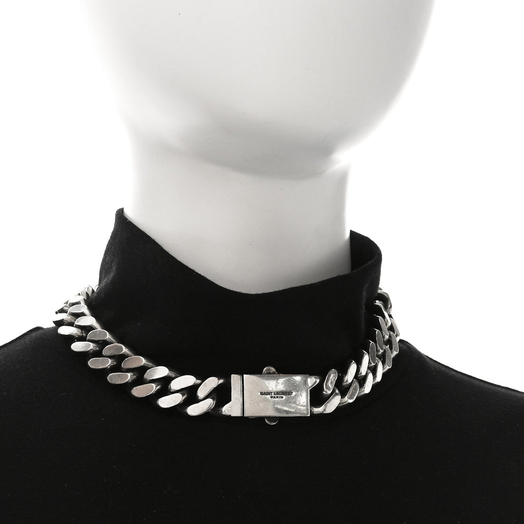 Metal Curb Chain Necklace Oxidized Silver
