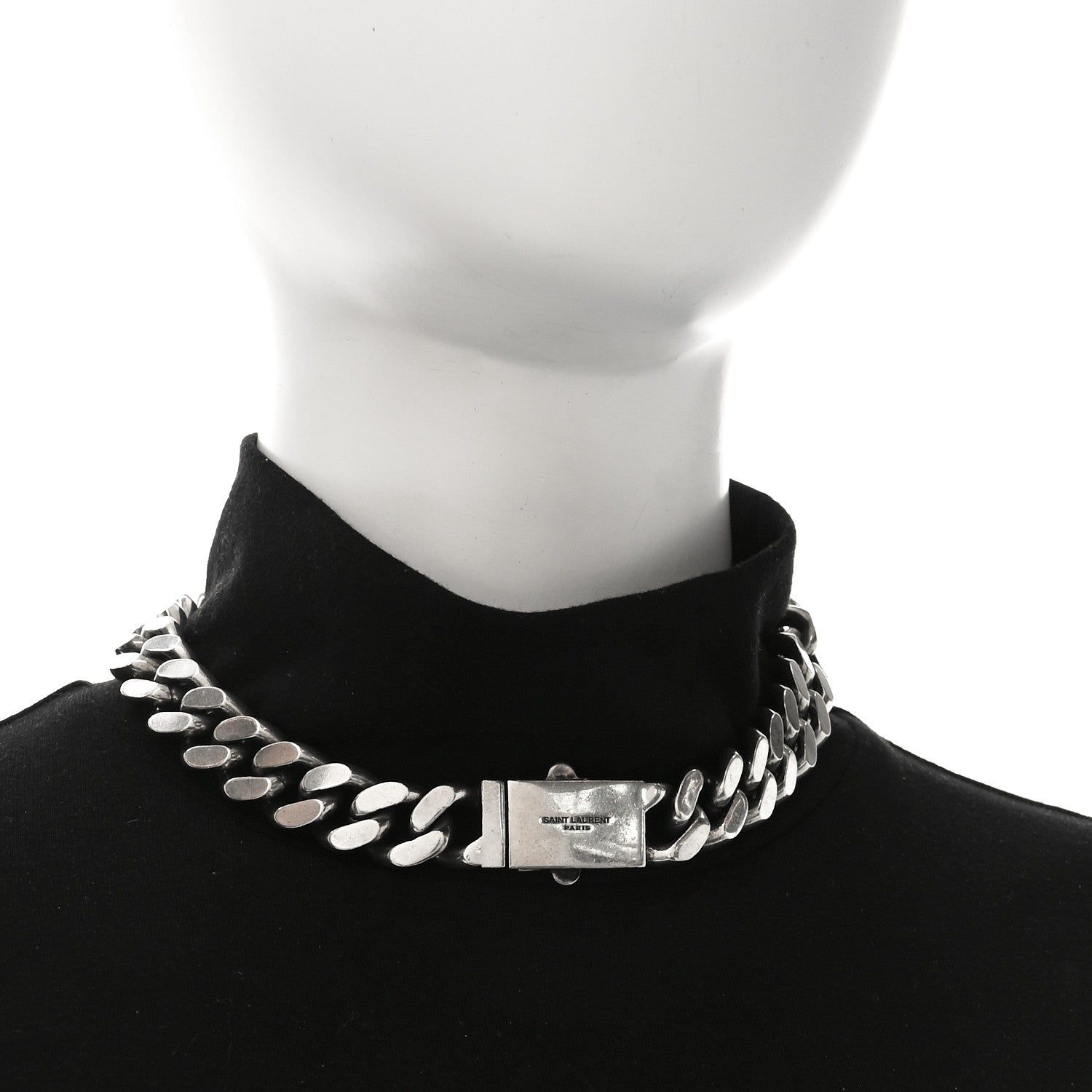 Metal Curb Chain Necklace Oxidized Silver