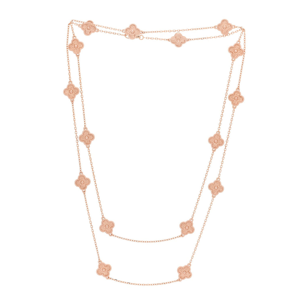 18K Rose Gold 16 Motifs Sweet Alhambra Necklace