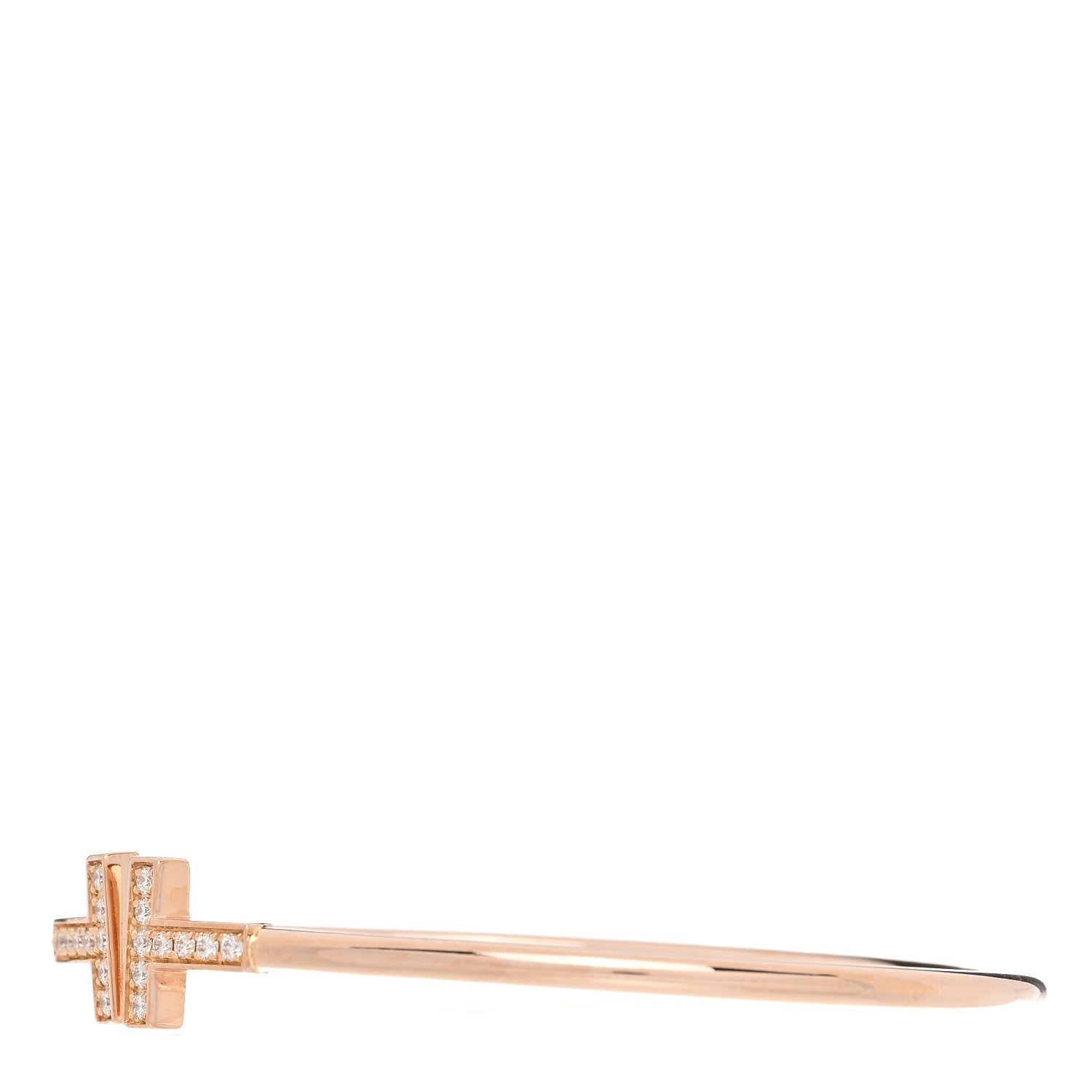 18K Rose Gold Diamond T Wire Bracelet