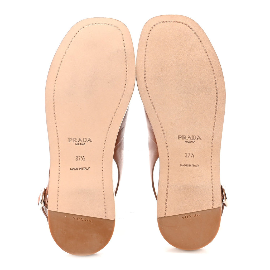 Natural Calfskin Crystal Slingback Sandals 37.5 Brandy