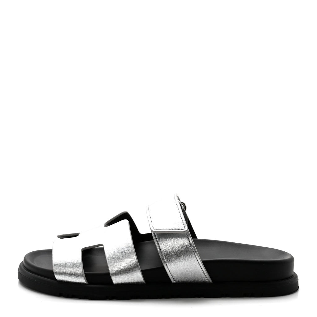 Metallic Goatskin Womens Chypre Sandals 36 Argent