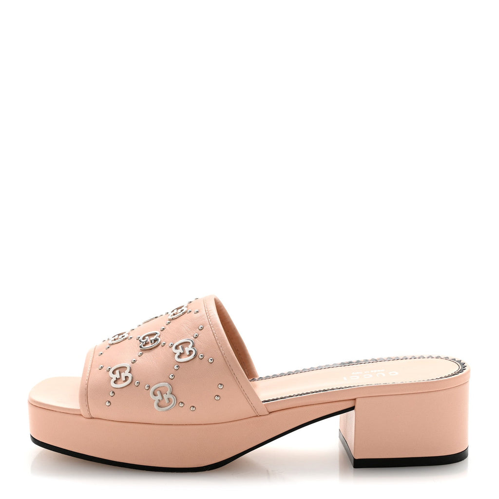 Malaga Kid Interlocking G Studs 25/85mm Platform Sandals 37 Perfect Pink