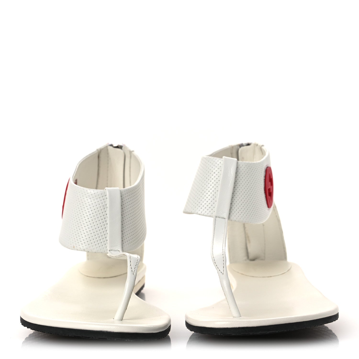 Calfskin GG Zip Thong Sandals 40.5 White