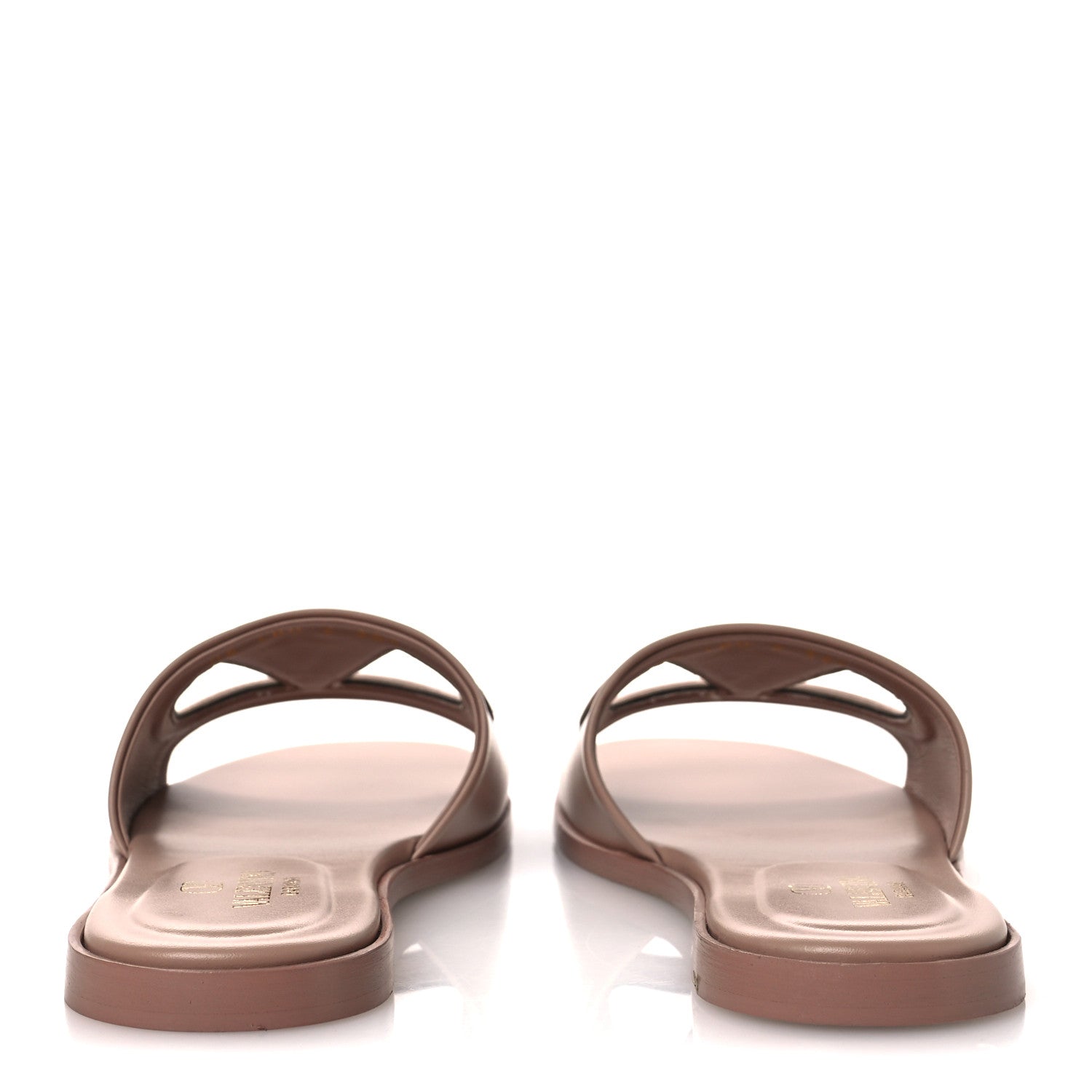 Calfskin Vlogo Cut Out Flat Slide Sandals 36.5 Rose