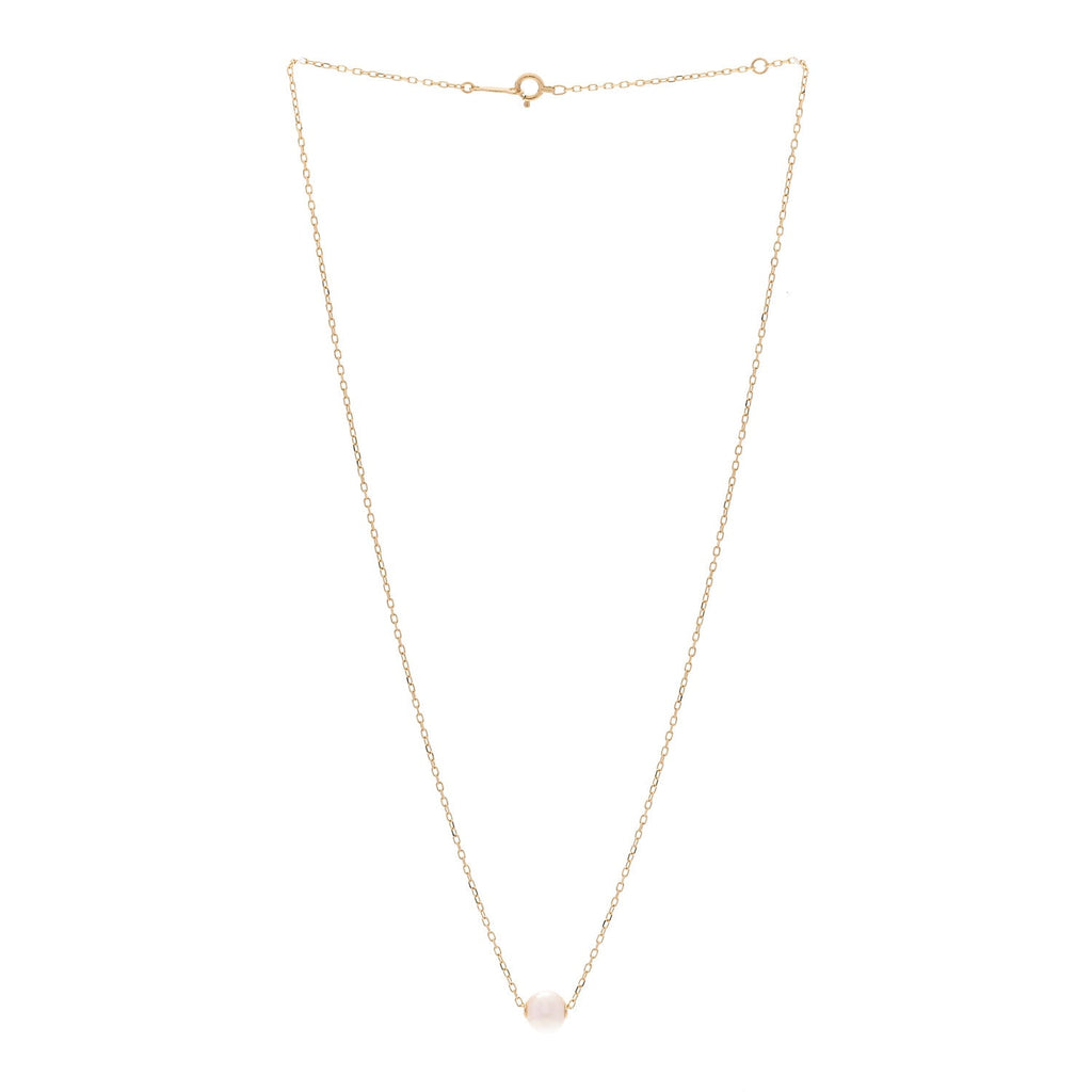 18K Yellow Gold Akoya Cultured Pearl 7-7.5mm Single Pendant Necklace