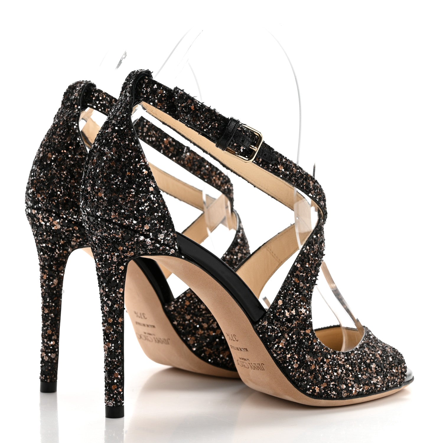 Coarse Glitter Emily 100 Sandals 37.5 Black