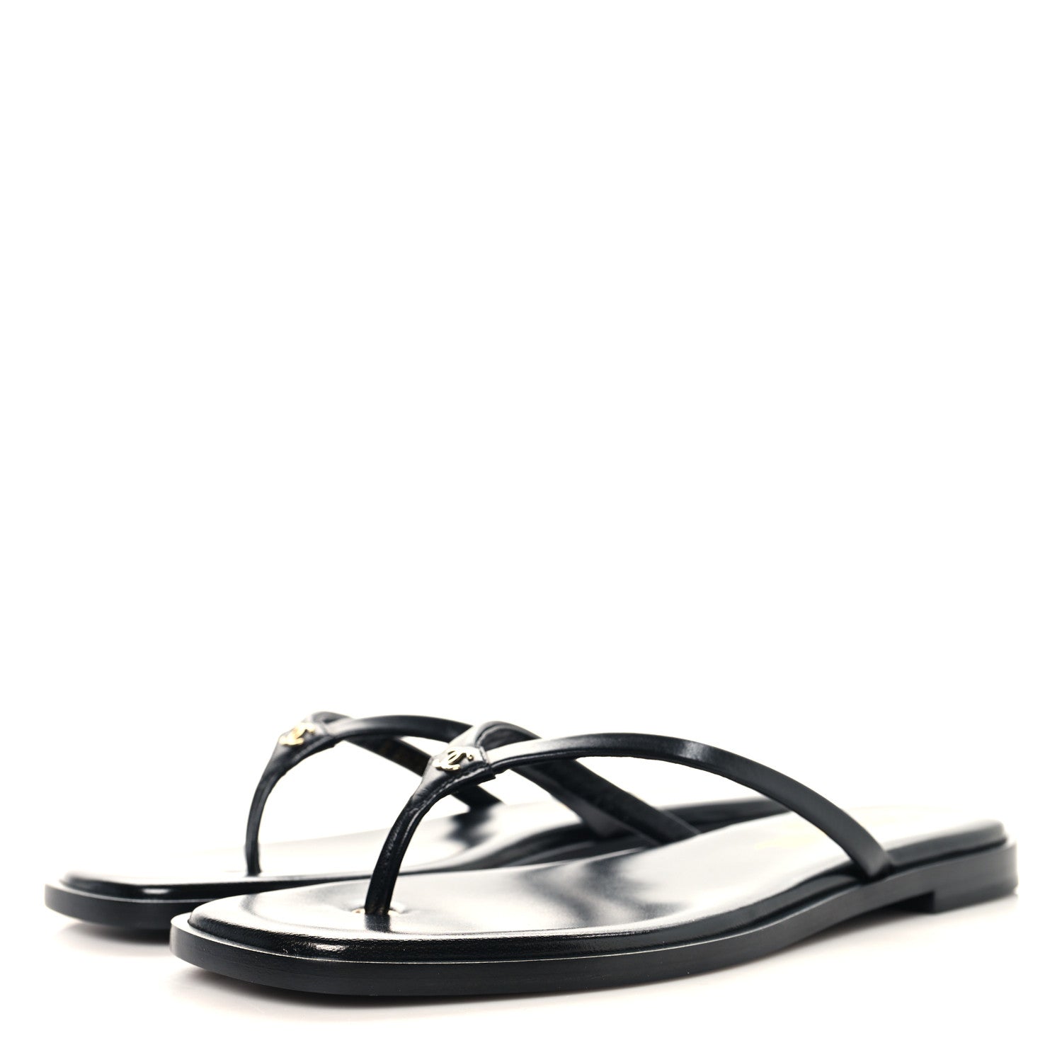 Goatskin CC Times Square Thong Sandals 39 Black