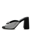 Satin Crystal Logo 90mm Slide Sandals 36 Cristal