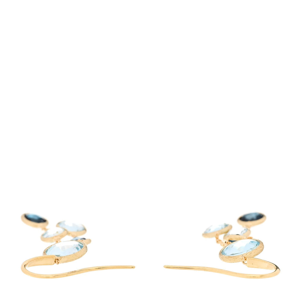 18K Yellow Gold Blue Topaz Jaipur Color Two Strand Earrings