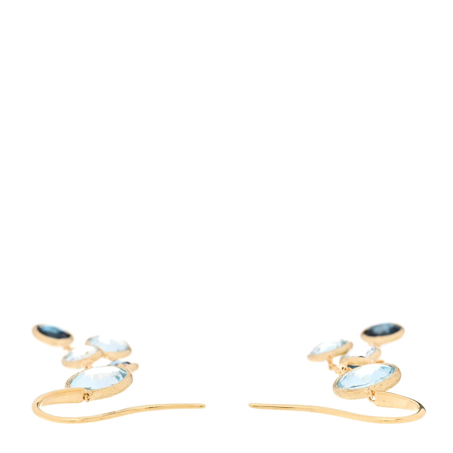 18K Yellow Gold Blue Topaz Jaipur Color Two Strand Earrings