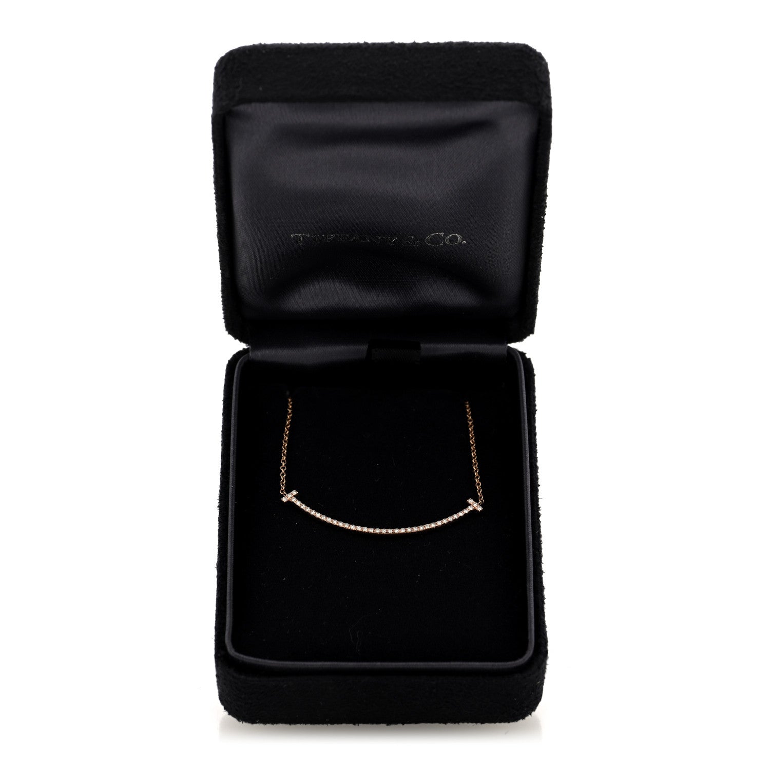 18K Rose Gold Diamond Small T Smile Pendant Necklace