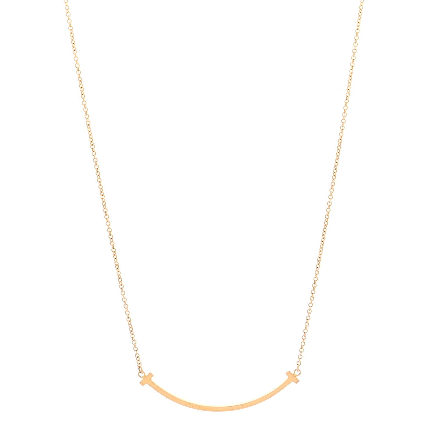18K Rose Gold Small T Smile Pendant Necklace