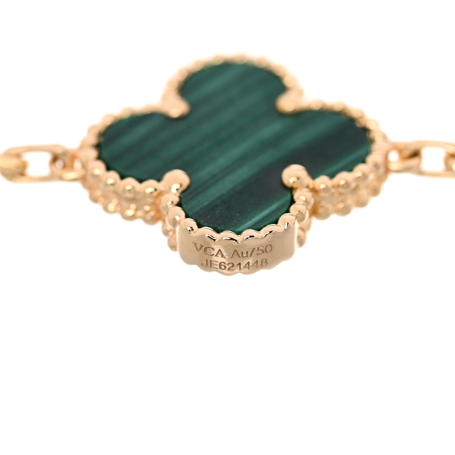 18K Yellow Gold Malachite 5 Motifs Vintage Alhambra Bracelet