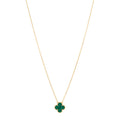 18K Yellow Gold Malachite Vintage Alhambra Pendant Necklace