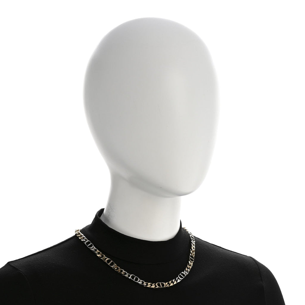 Brass CD Icon Thin Chain Link Necklace Silver Gold