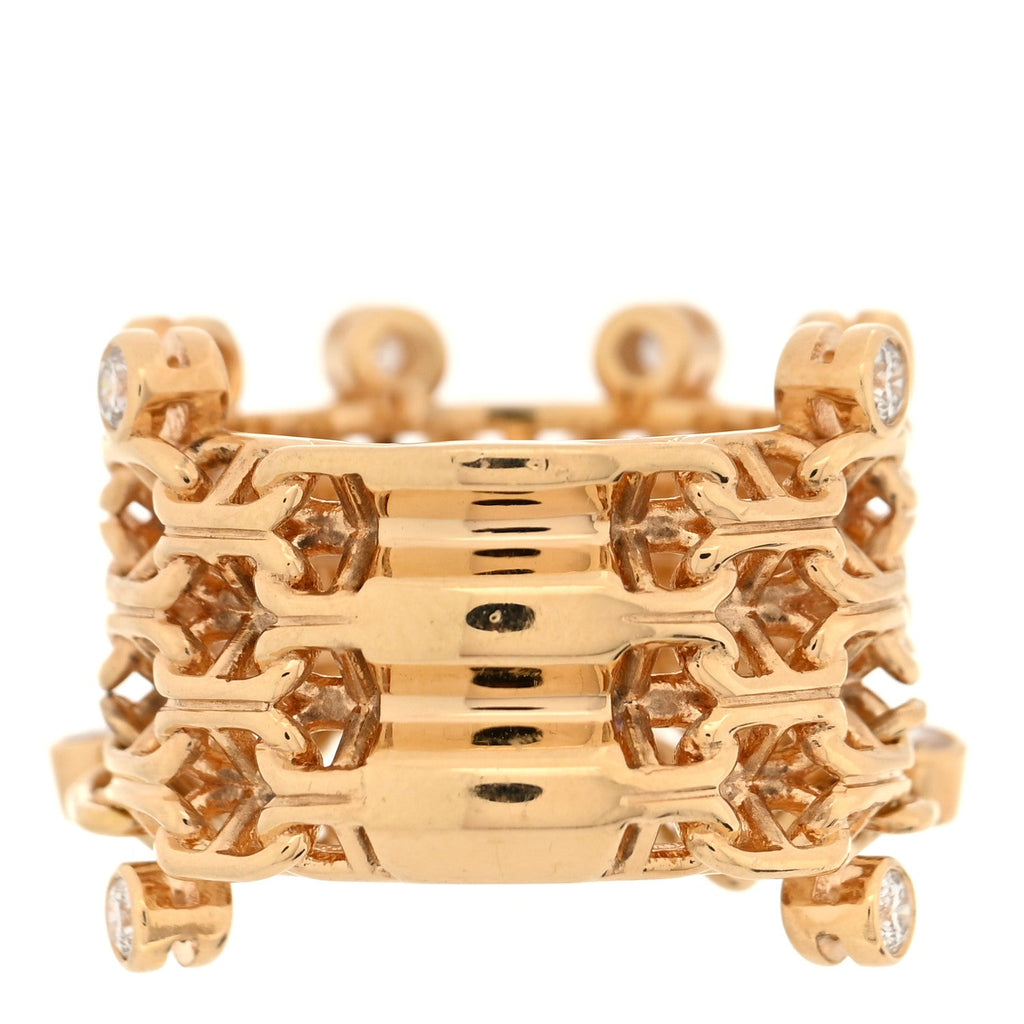 18K Yellow Gold Diamond GM Chaine d'Ancre Calypso Ring 55 7.25