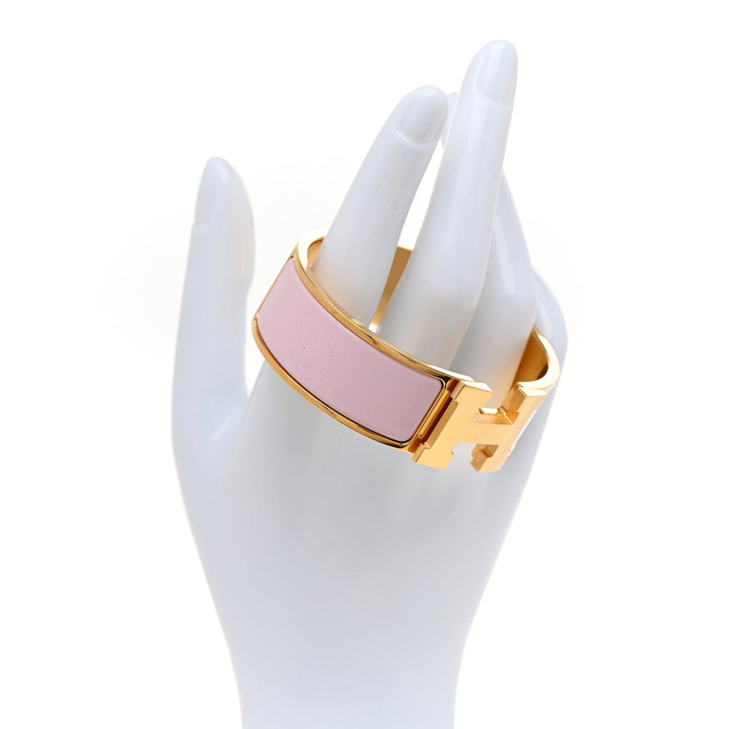 Enamel Wide Clic Clac H Bracelet PM Rose Dragee