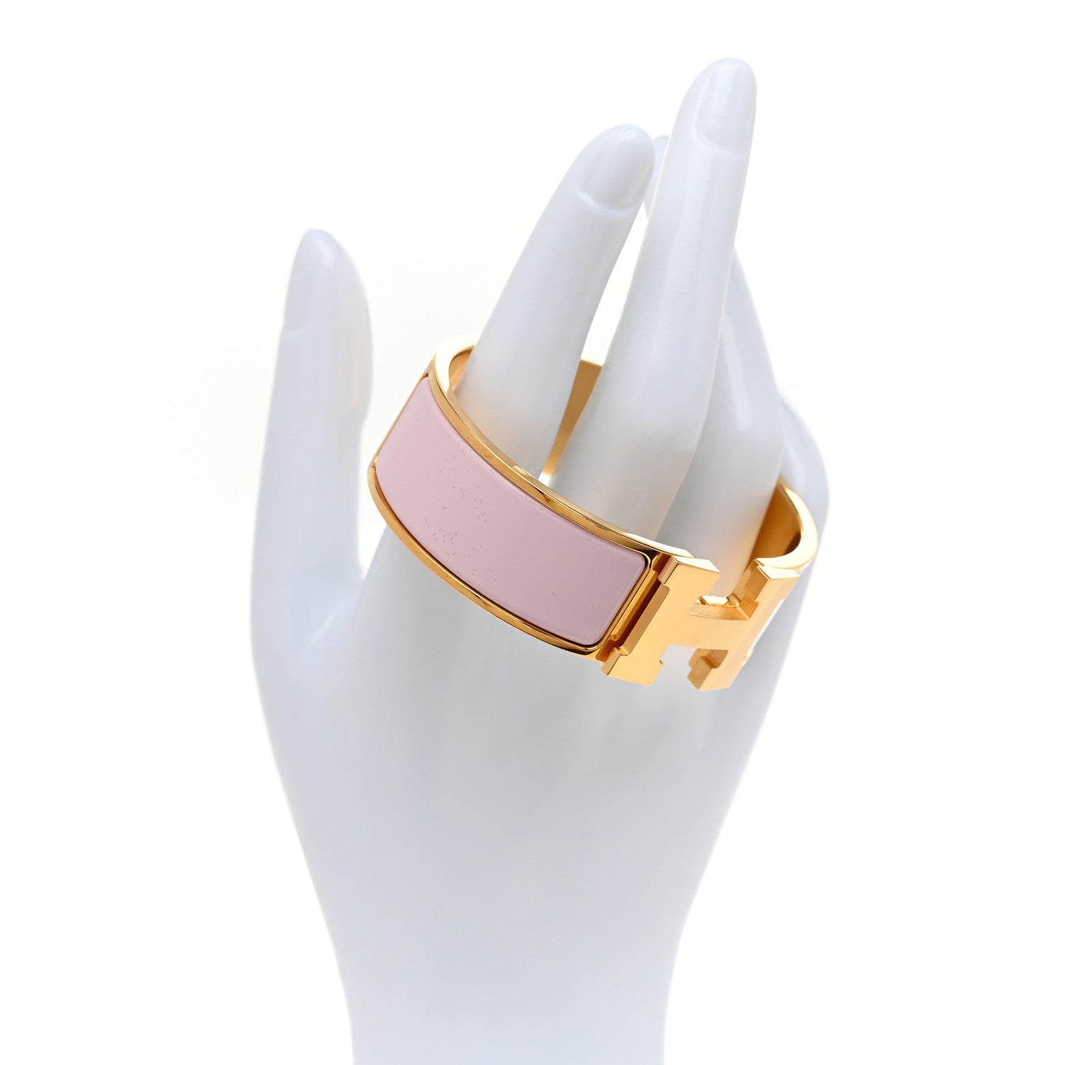 Enamel Wide Clic Clac H Bracelet PM Rose Dragee