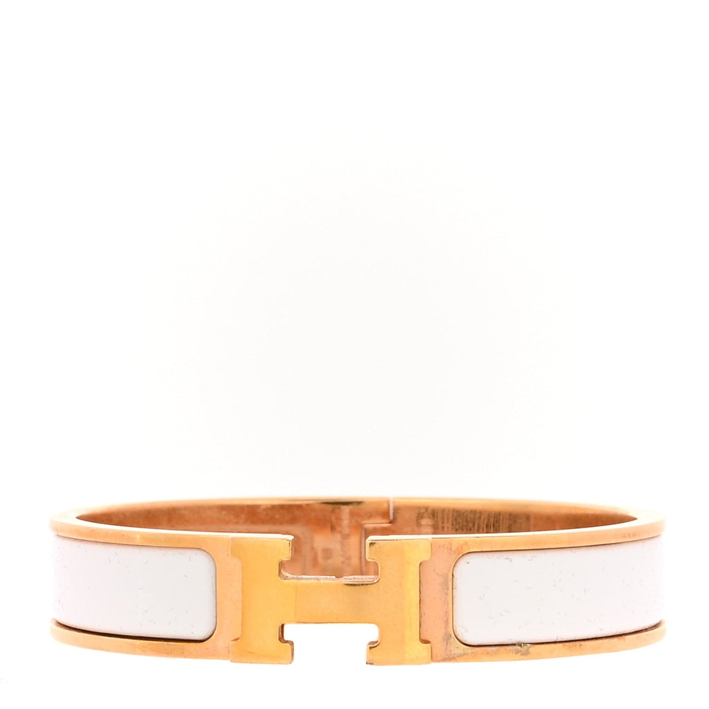 Enamel Narrow Clic Clac H Bracelet PM White