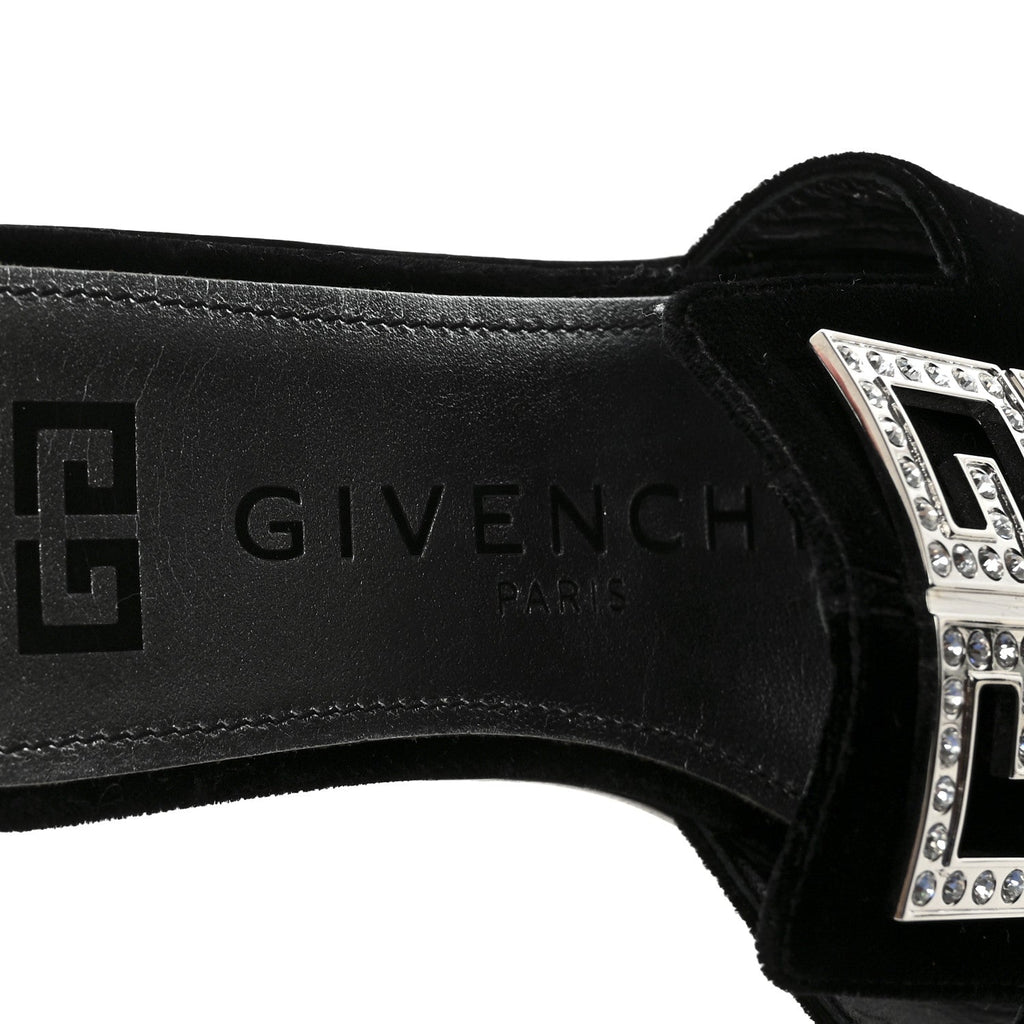 Velvet Crystal 4G Flat Sandals 36.5 Black