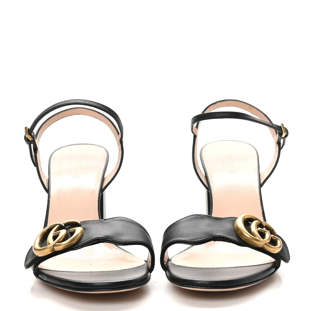 Lifford Calfskin GG Marmont Ankle Wrap 75mm Sandals 37.5 Black