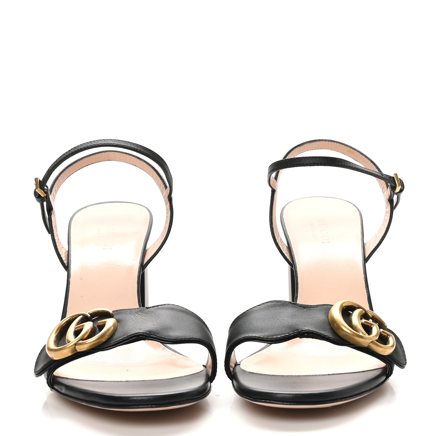 Lifford Calfskin GG Marmont Ankle Wrap 75mm Sandals 37.5 Black