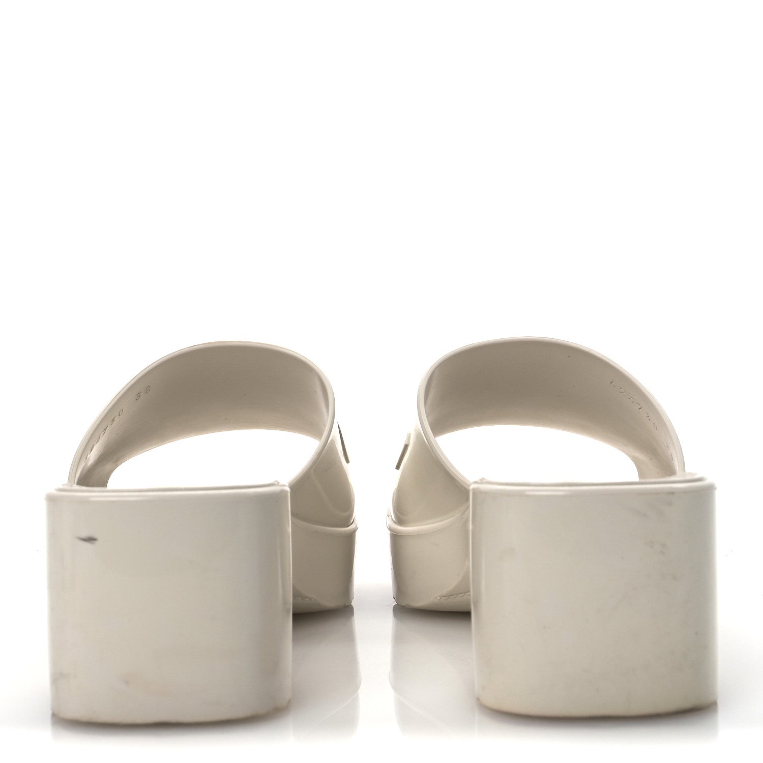 Rubber Gucci Logo Womens Platform 20/60mm Slide Sandals 38 Mystic White