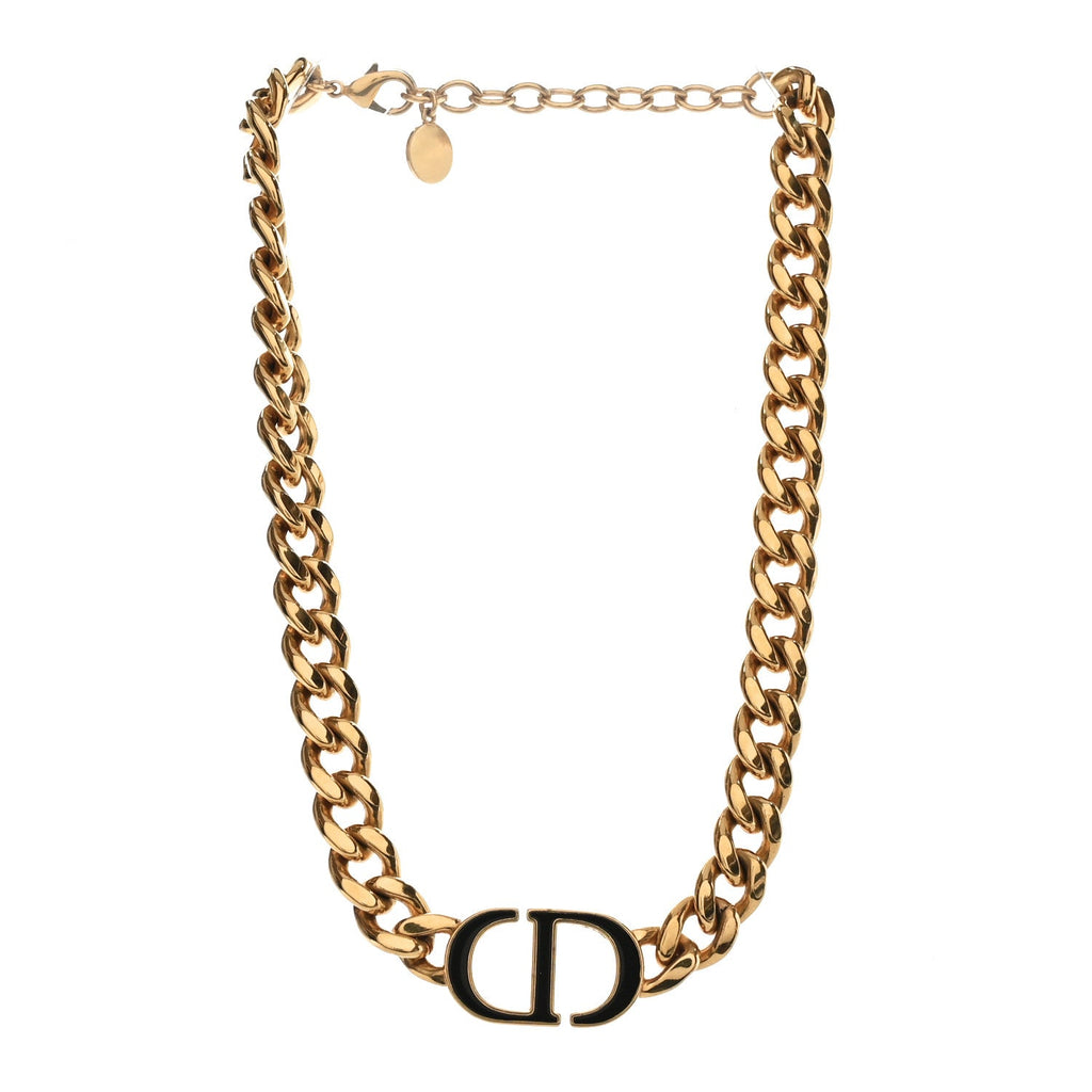 Metal CD Choker Necklace Gold Black