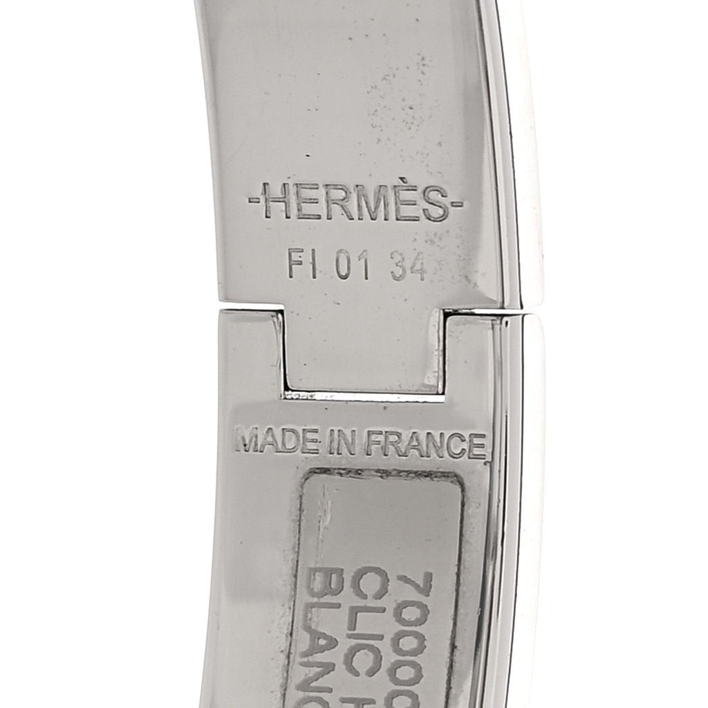 Enamel Narrow Clic Clac H Bracelet GM White