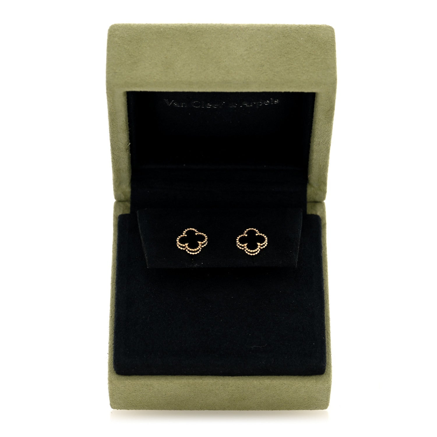 18K Yellow Gold Black Onyx Sweet Alhambra Earrings