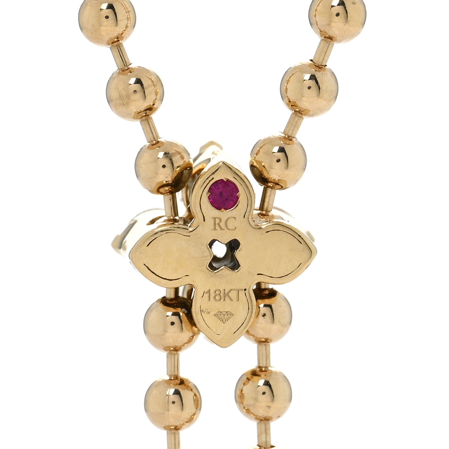 18K Yellow Gold Diamond Love in Verona Flower Zipper Necklace