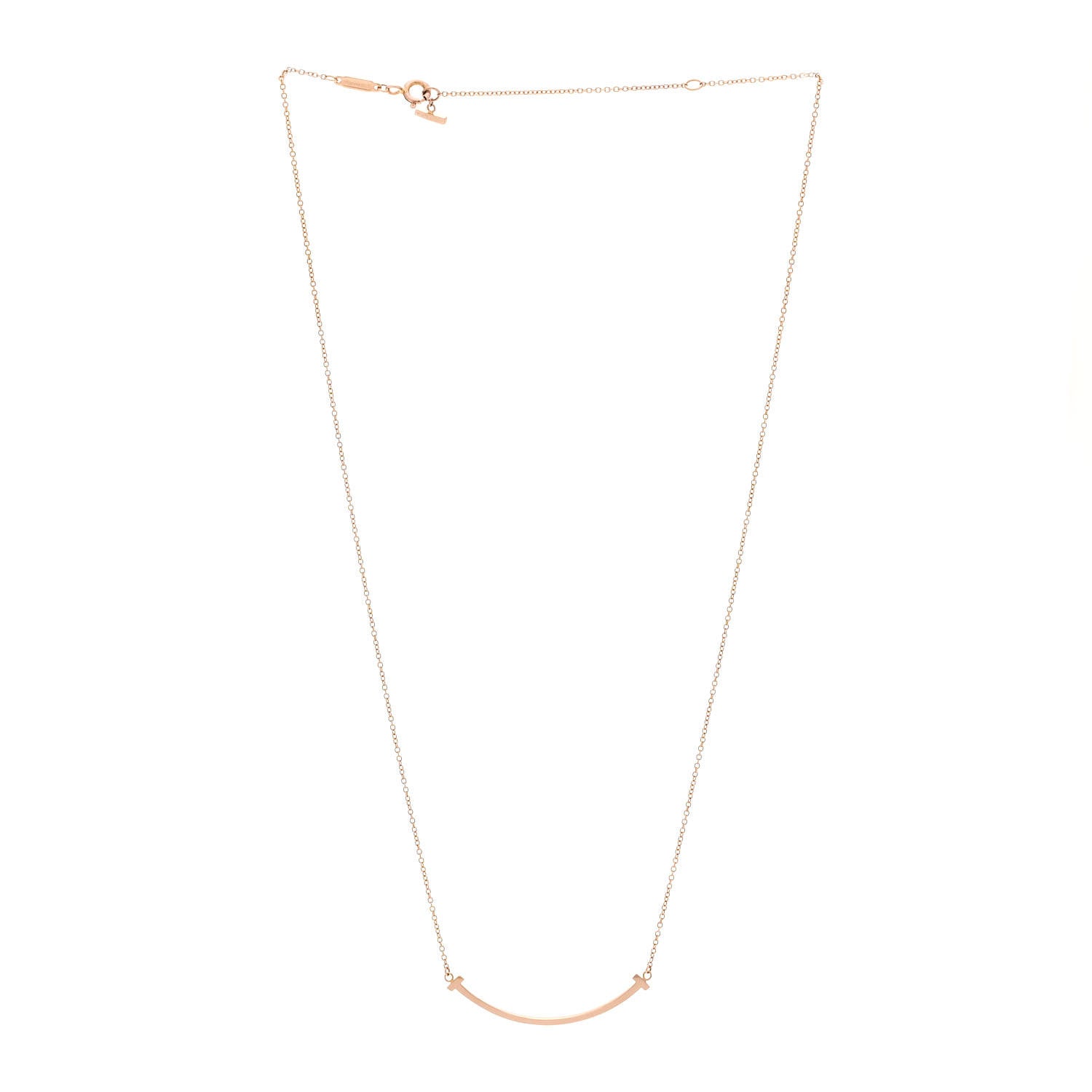 18K Rose Gold Small T Smile Pendant Necklace