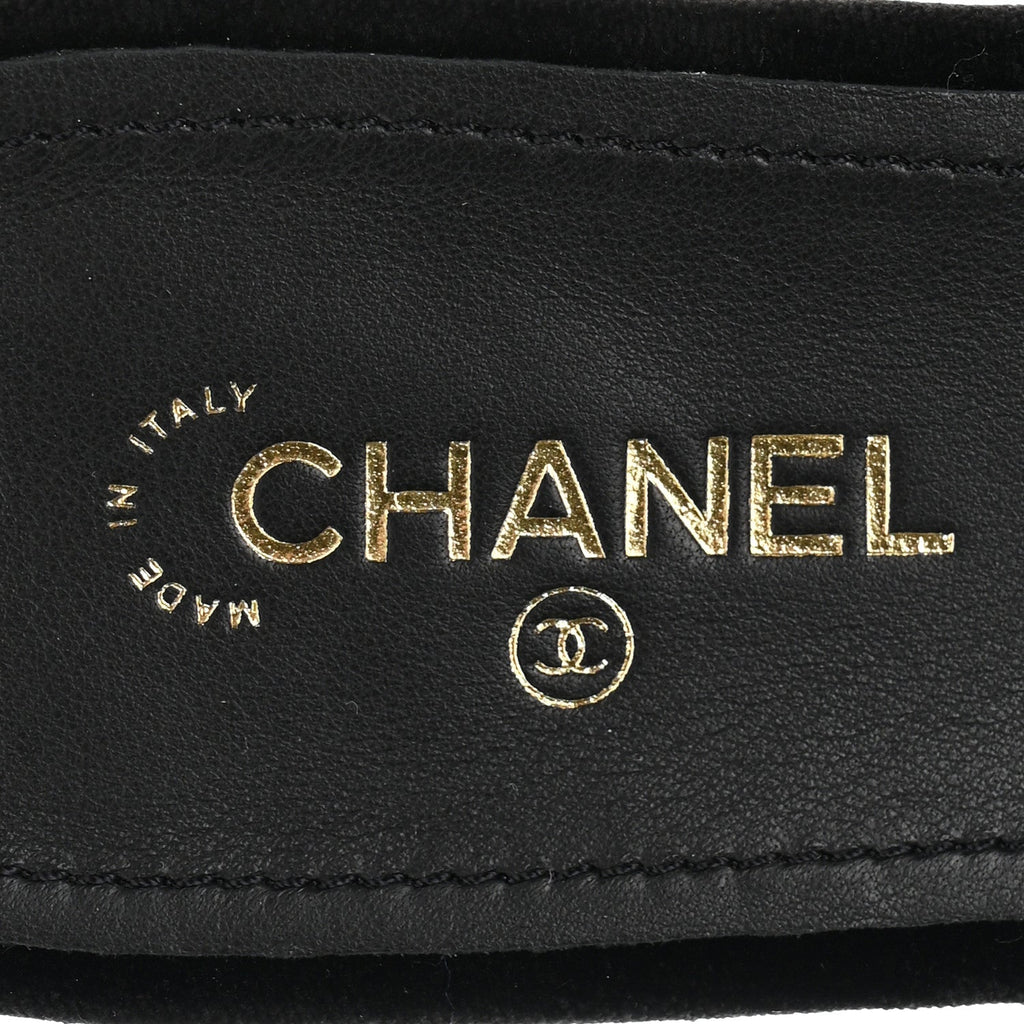Velvet Pearl Camellia Slide Sandals 37 Black