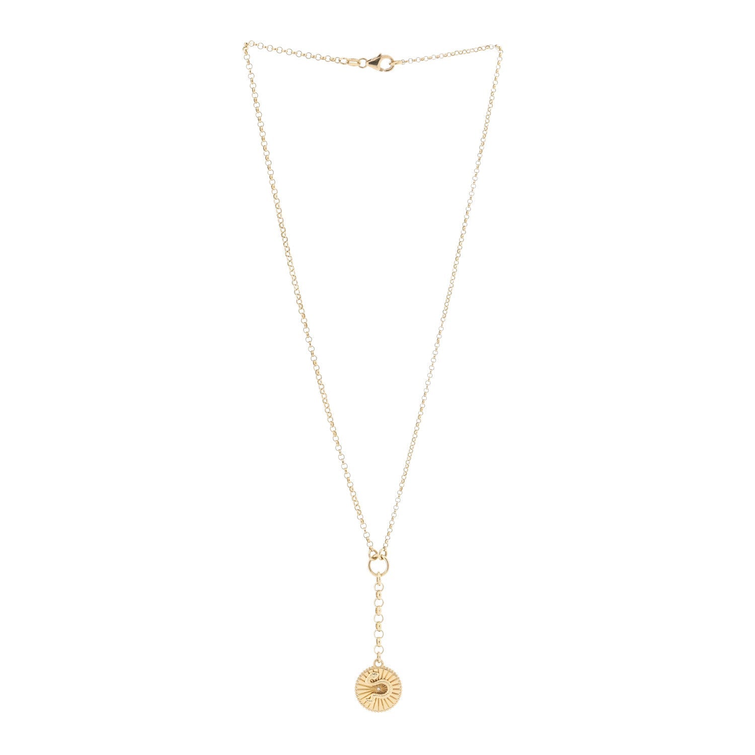 18K Yellow Gold Diamond Wholeness Small Mixed Belcher Chain Necklace
