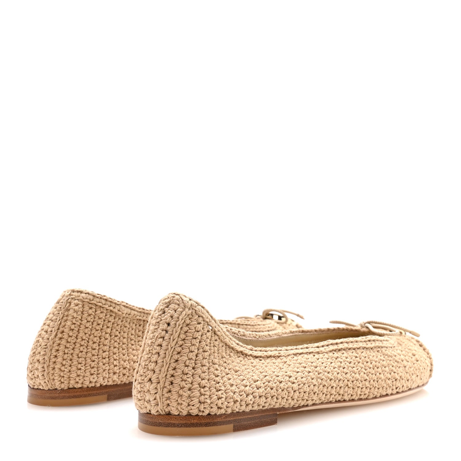 Cotton Crochet GG Ballet Flats 39.5 Ecru Sandstorm