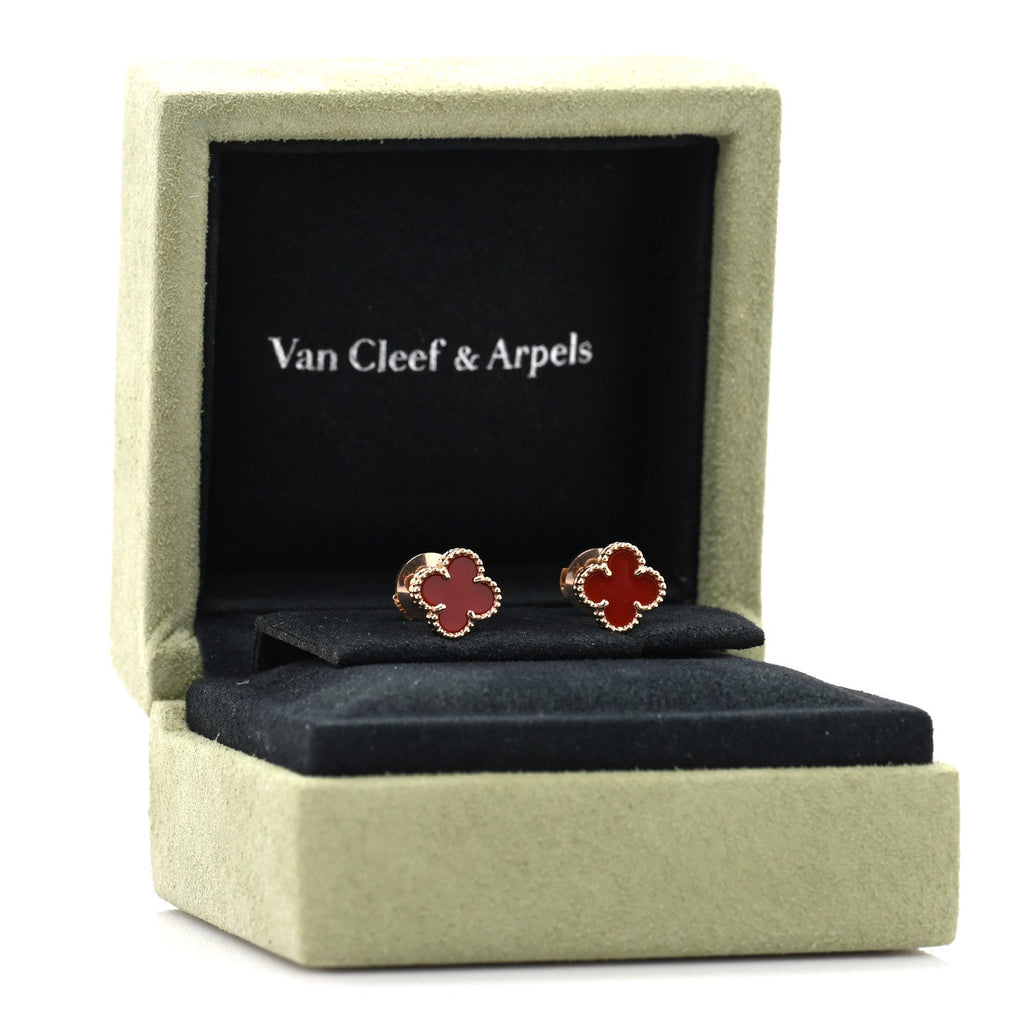 18K Rose Gold Carnelian Sweet Alhambra Earrings