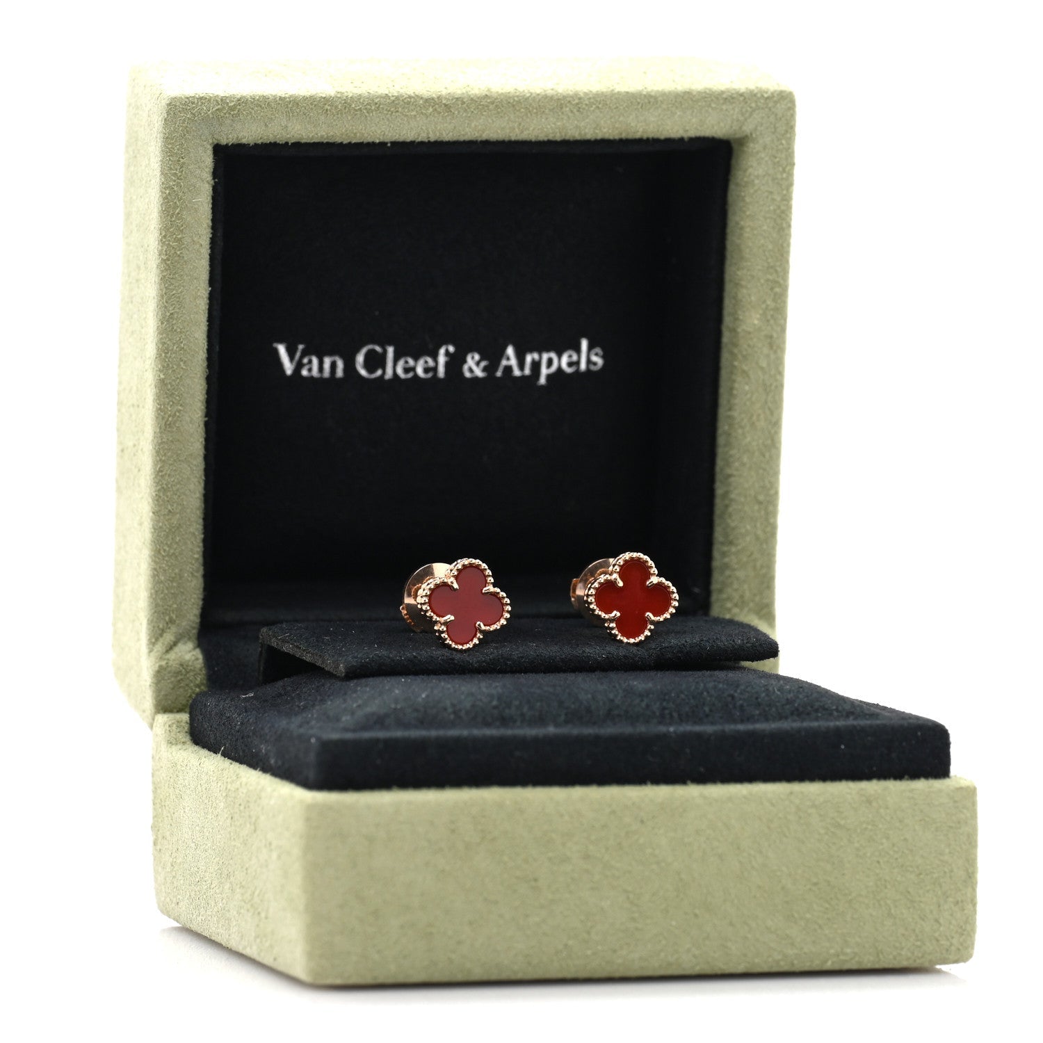 18K Rose Gold Carnelian Sweet Alhambra Earrings